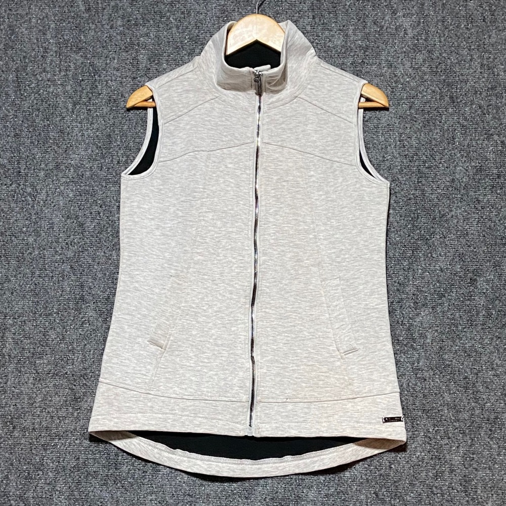 Betsey Johnson Performance Vest Women's Medium Heathered Gray Mock Neck Full Zip